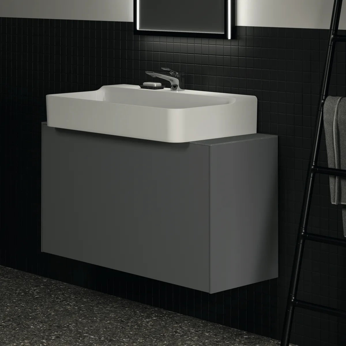 Ideal Standard Waschtischunterschrank „Conca“ 100 × 54 × 37,3 cm Anthrazit matt lackiert Ideal Standard Waschtischunterschrank „Conca“ 100 × 54 × 37,3 cm Anthrazit matt lackiert