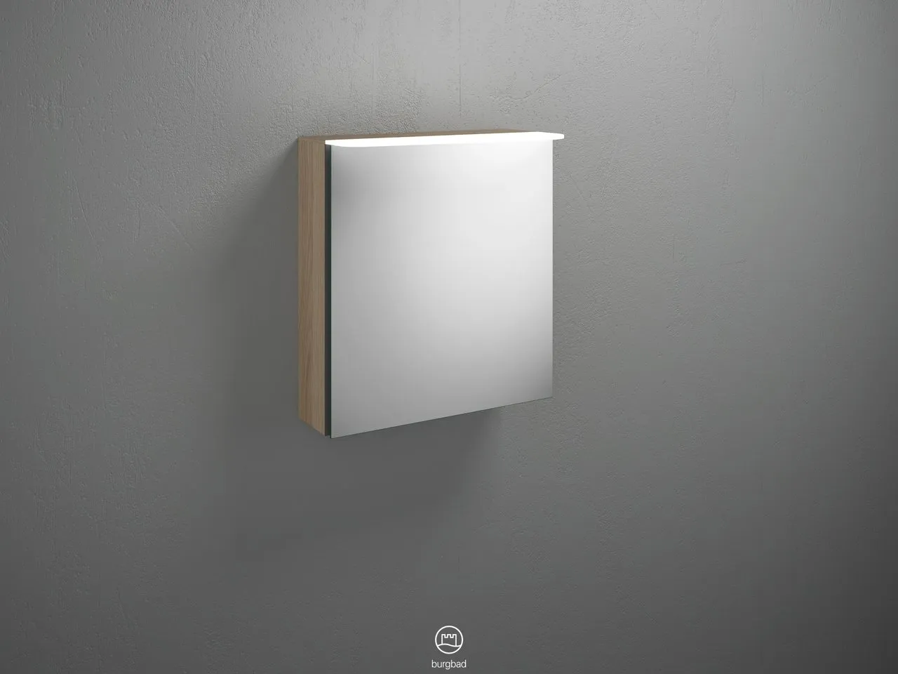 Burgbad Spiegelschrank Badu SFTU060, 310x600x665 mm, LED-Aufsatzleuchte 4200 K, beidseitig verspiegelt