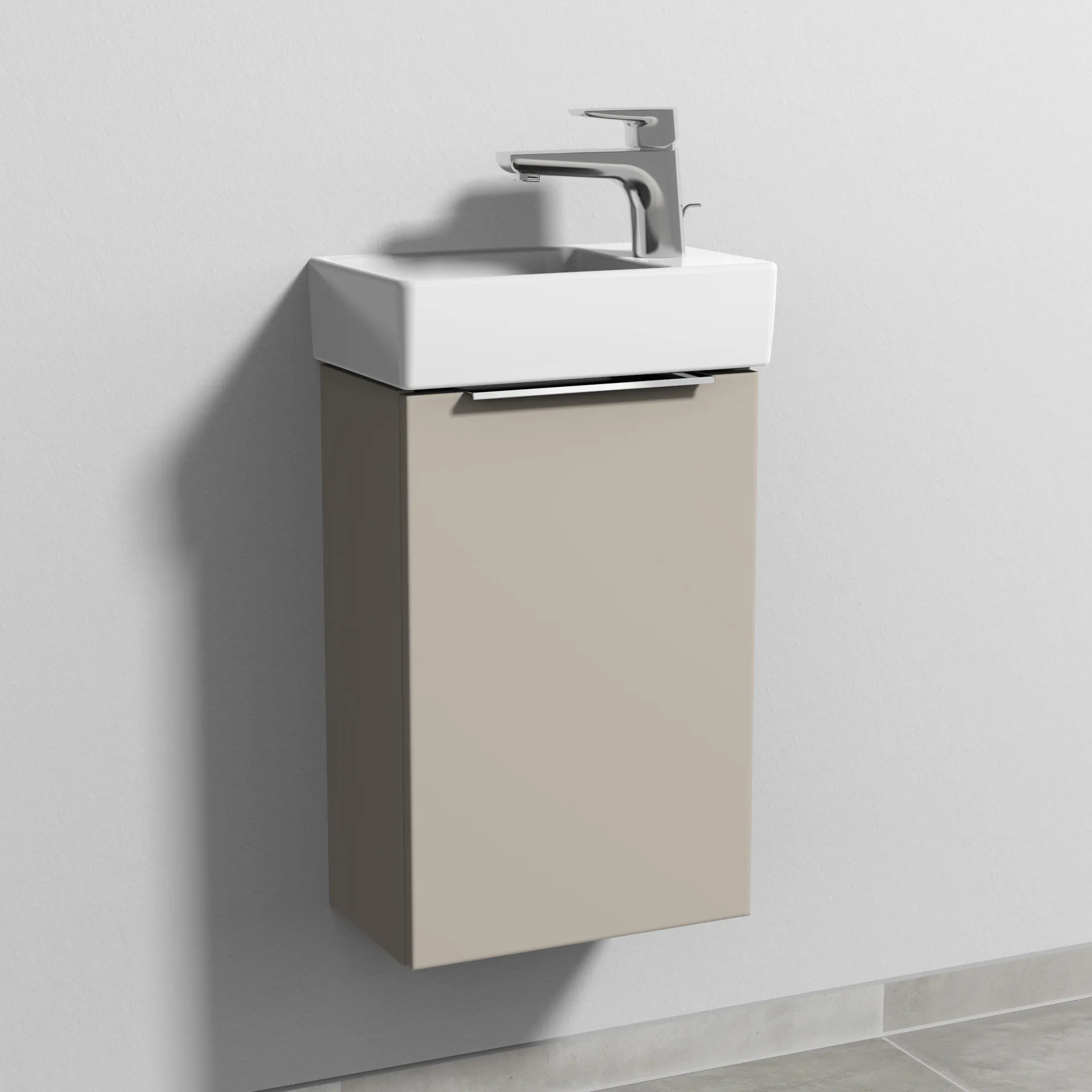 Sanipa Waschtischunterschrank „3way“ passend zu Keramik-Waschtische Avento von Villeroy & Boch 340 × 510 × 202 mm in Kaschmir (matt), Anschlag rechts