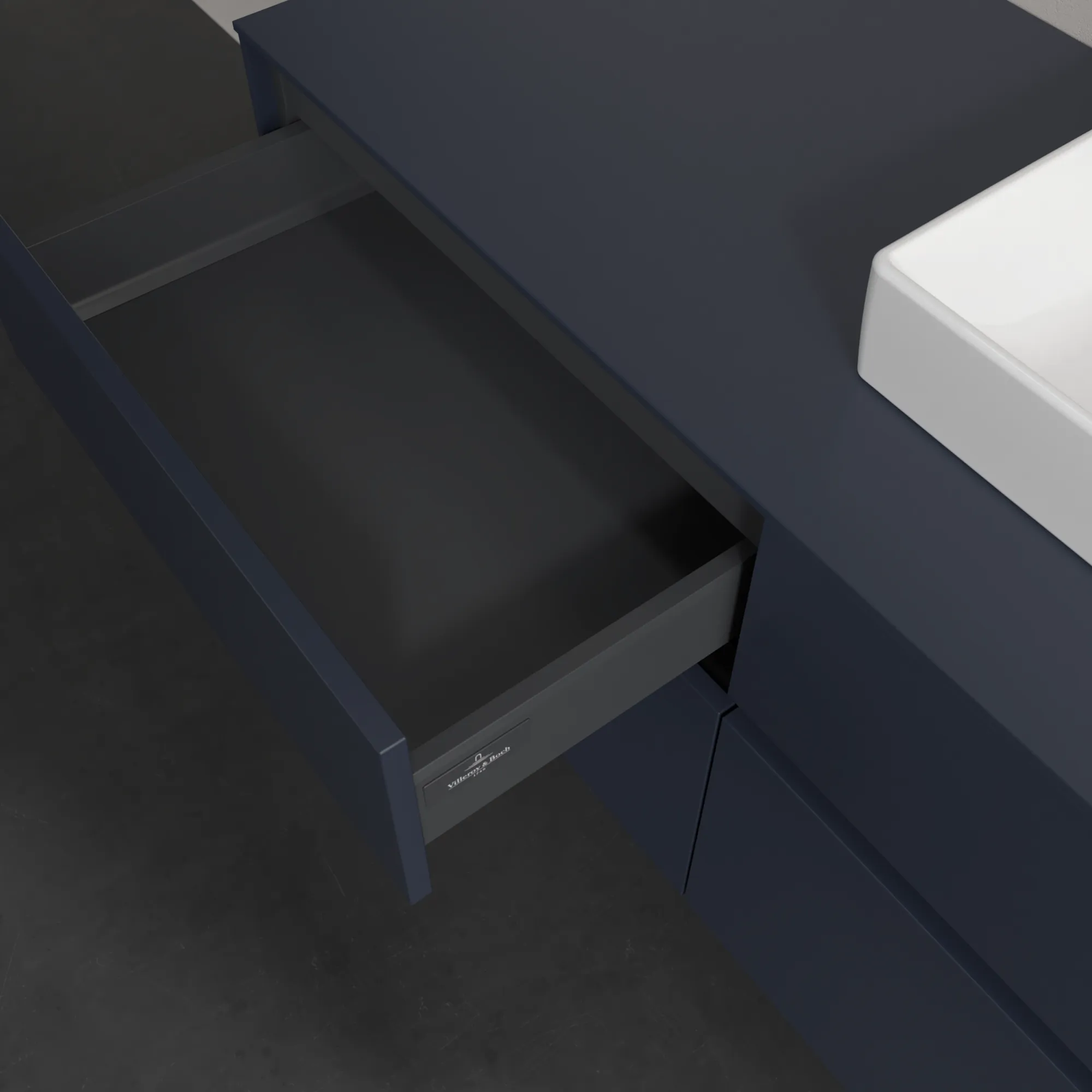 Villeroy & Boch Waschtischunterschrank „Collaro“ 1200 × 548 × 500 mm Marine Blue, ohne Beleuchtung, für Becken rechts