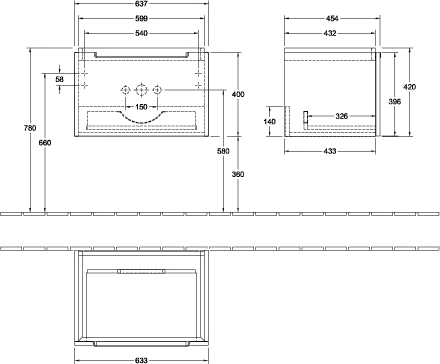 Villeroy & Boch Subway 2.0 Waschbeckenunterschrank Glossy White A68810, 637x420x454 mm Villeroy & Boch Subway 2.0 Waschbeckenunterschrank Glossy White A68810, 637x420x454 mm