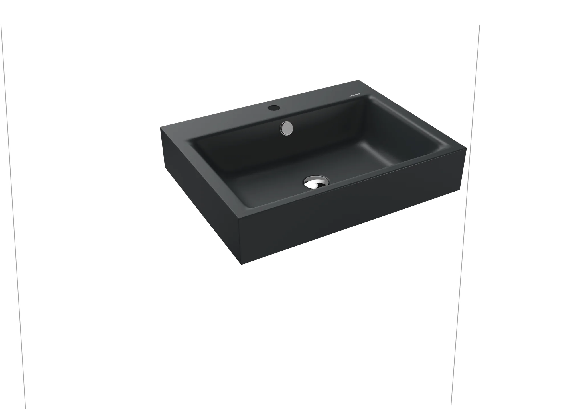 Kaldewei PURO Wandwaschtisch, 600x460 mm, cool grey, mit 1er Hahnlochbohrung und Überlauf, chrom