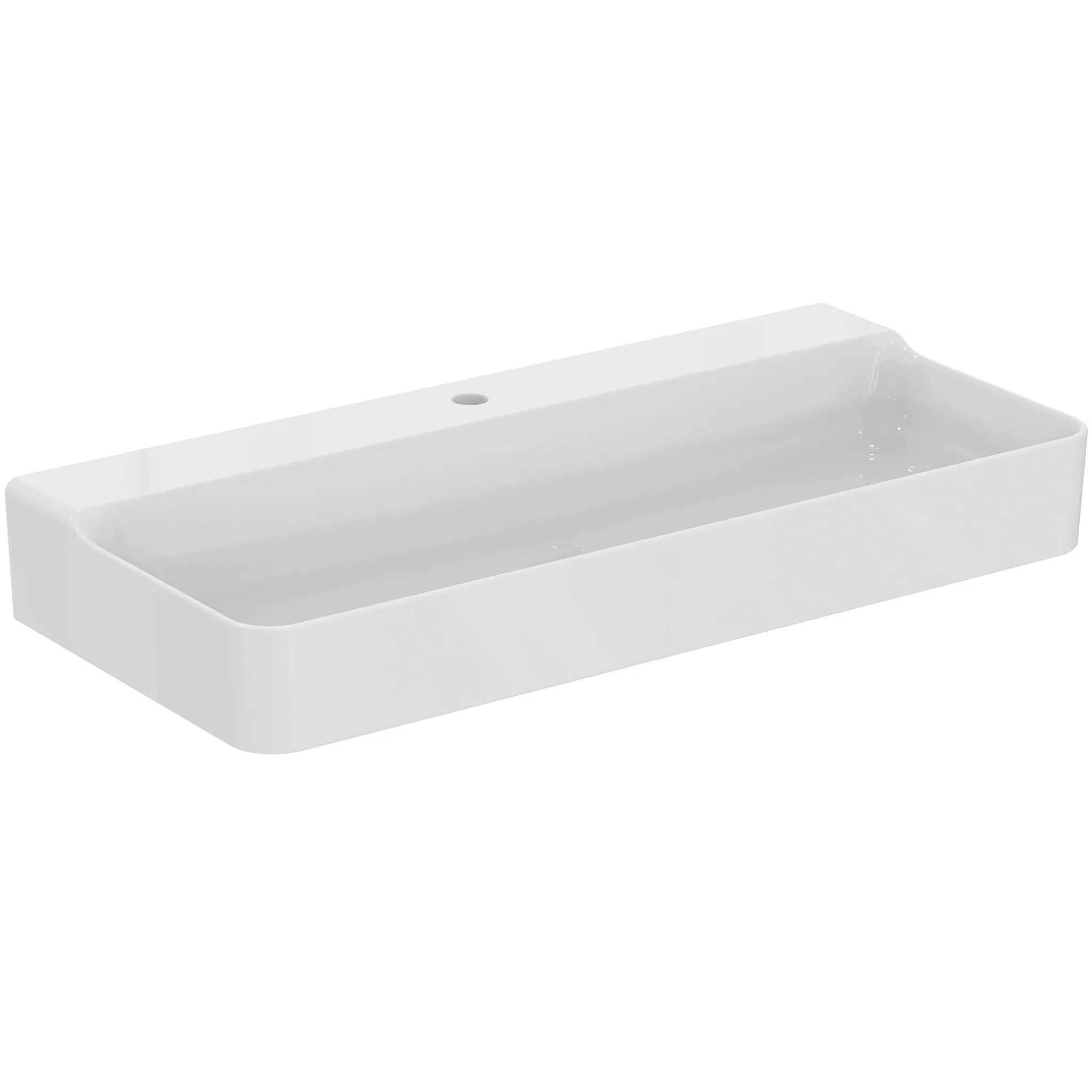 Waschbecken „Conca“ 100 × 45 × 14,5 cm, Hahnlochposition mittig in Weiß Waschbecken „Conca“ 100 × 45 × 14,5 cm, Hahnlochposition mittig in Weiß