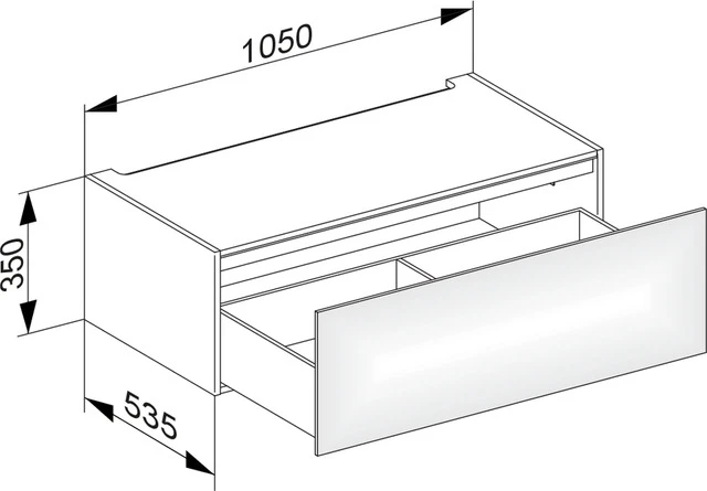 Edition 11 Modul Unterbauschrank mit Auszug u. Beleuchtung 1050 x 350 x 535 mm weiß/weiß