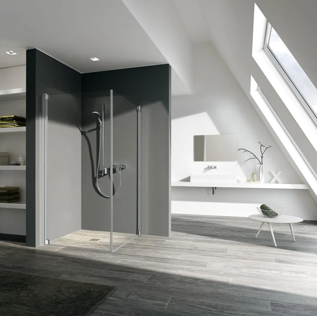 Kermi Duschtür 1-flügelig links für Ecke „RAYA“ Glas Klar, Profile Silber Hochglanz, BV: 770 - 800 mm GAK: 755 - 785 mm WE: 780 - 810 mm H: 1850 mm Kermi Duschtür 1-flügelig links für Ecke „RAYA“ Glas Klar, Profile Silber Hochglanz, BV: 770 - 800 mm GAK: 755 - 785 mm WE: 780 - 810 mm H: 1850 mm