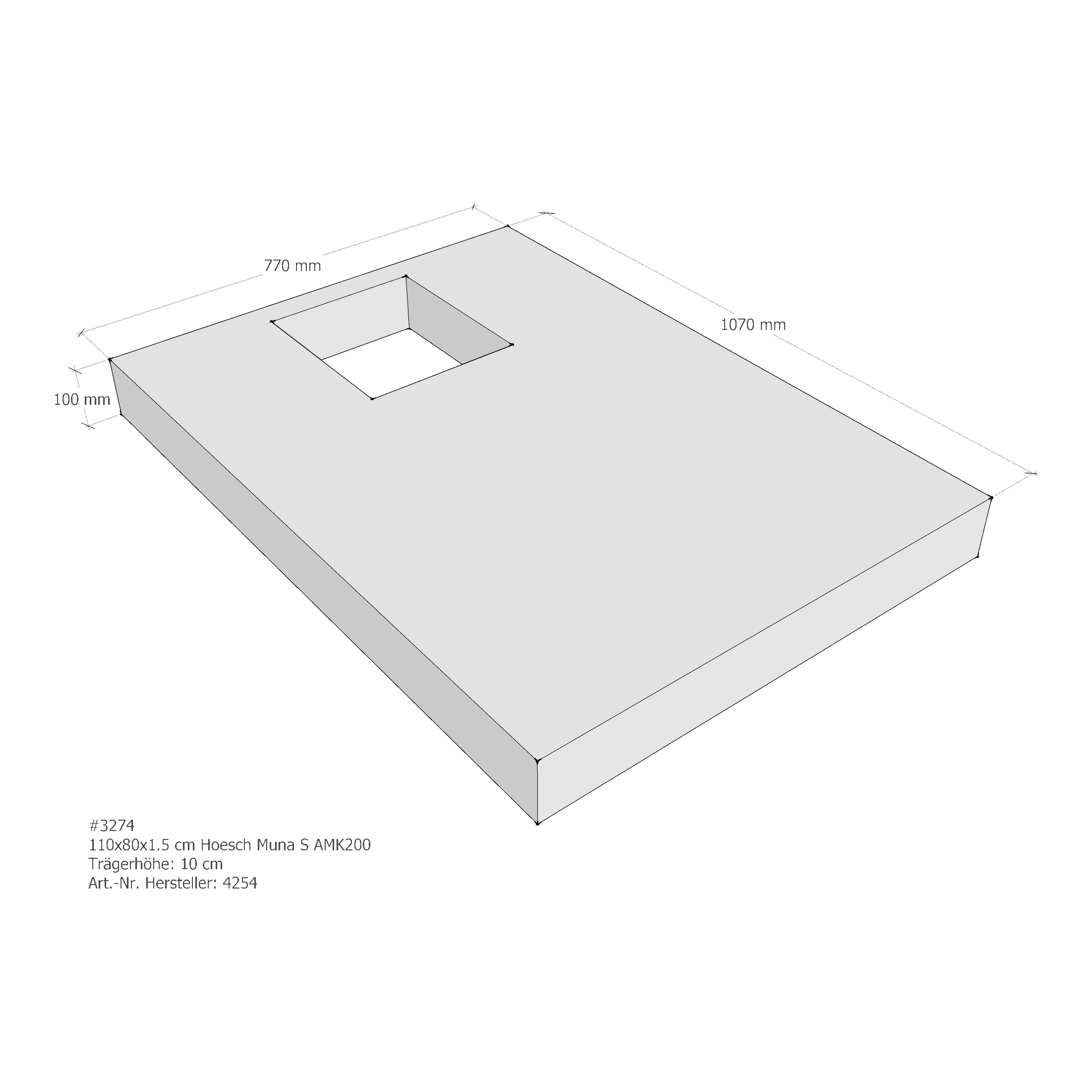 Duschwannenträger für Hoesch Muna S 110 × 80 × 1,5 cm