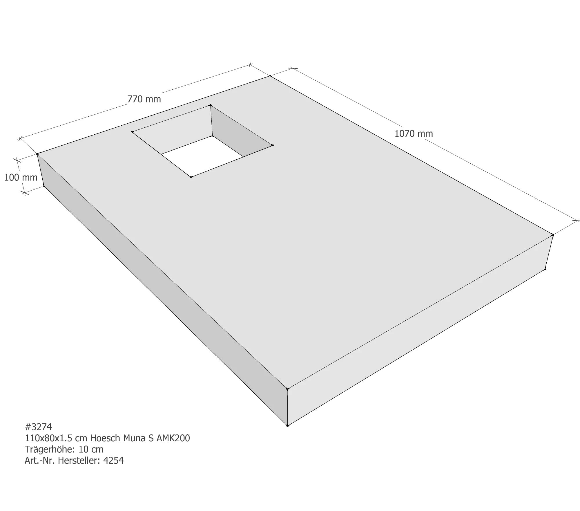 Duschwannenträger für Hoesch Muna S 110 × 80 × 1,5 cm