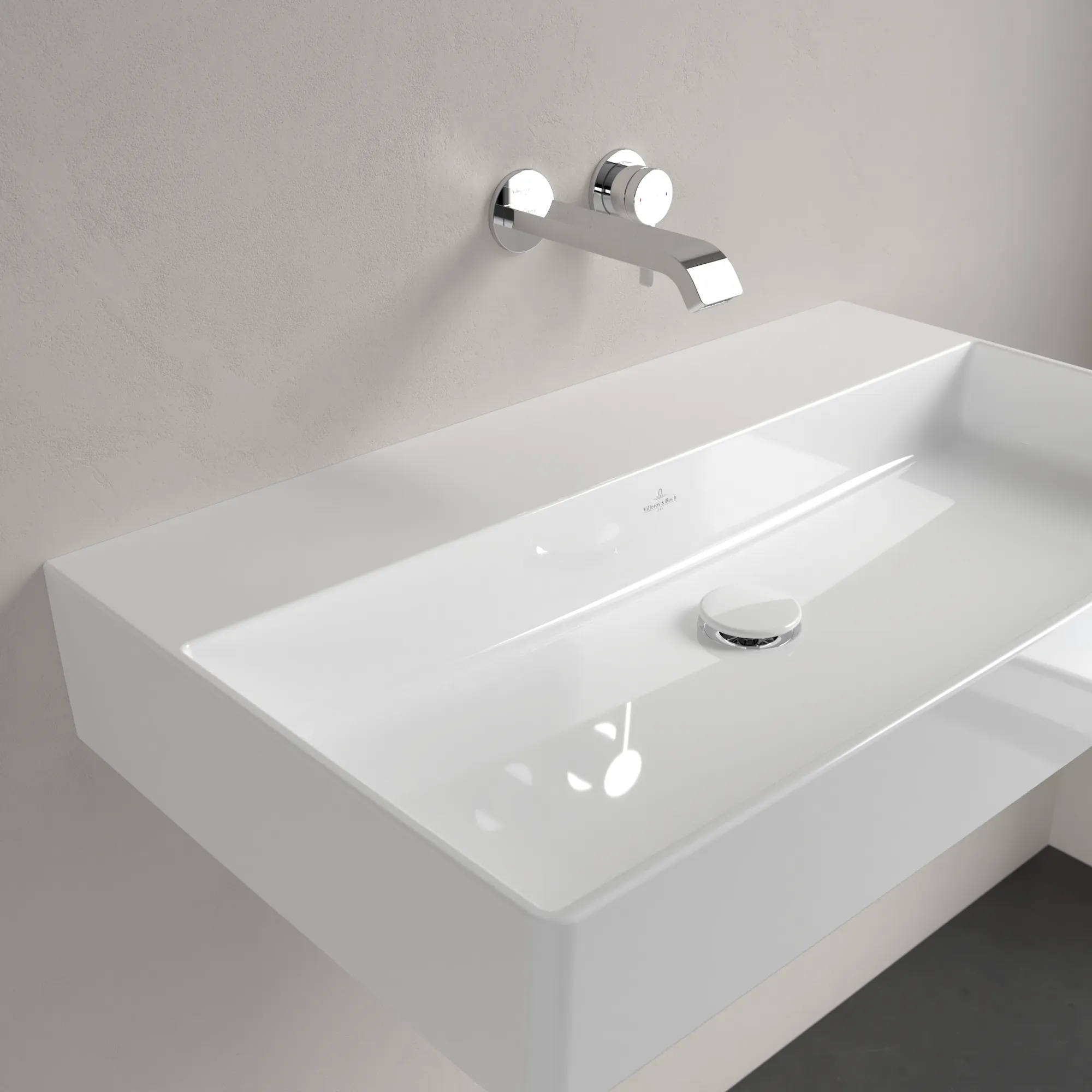 Villeroy & Boch Wandwaschtisch aus TitanCeram „Memento 2.0“ 800 × 470 × 140 mm, ohne Hahnlochbohrung in Weiß Alpin