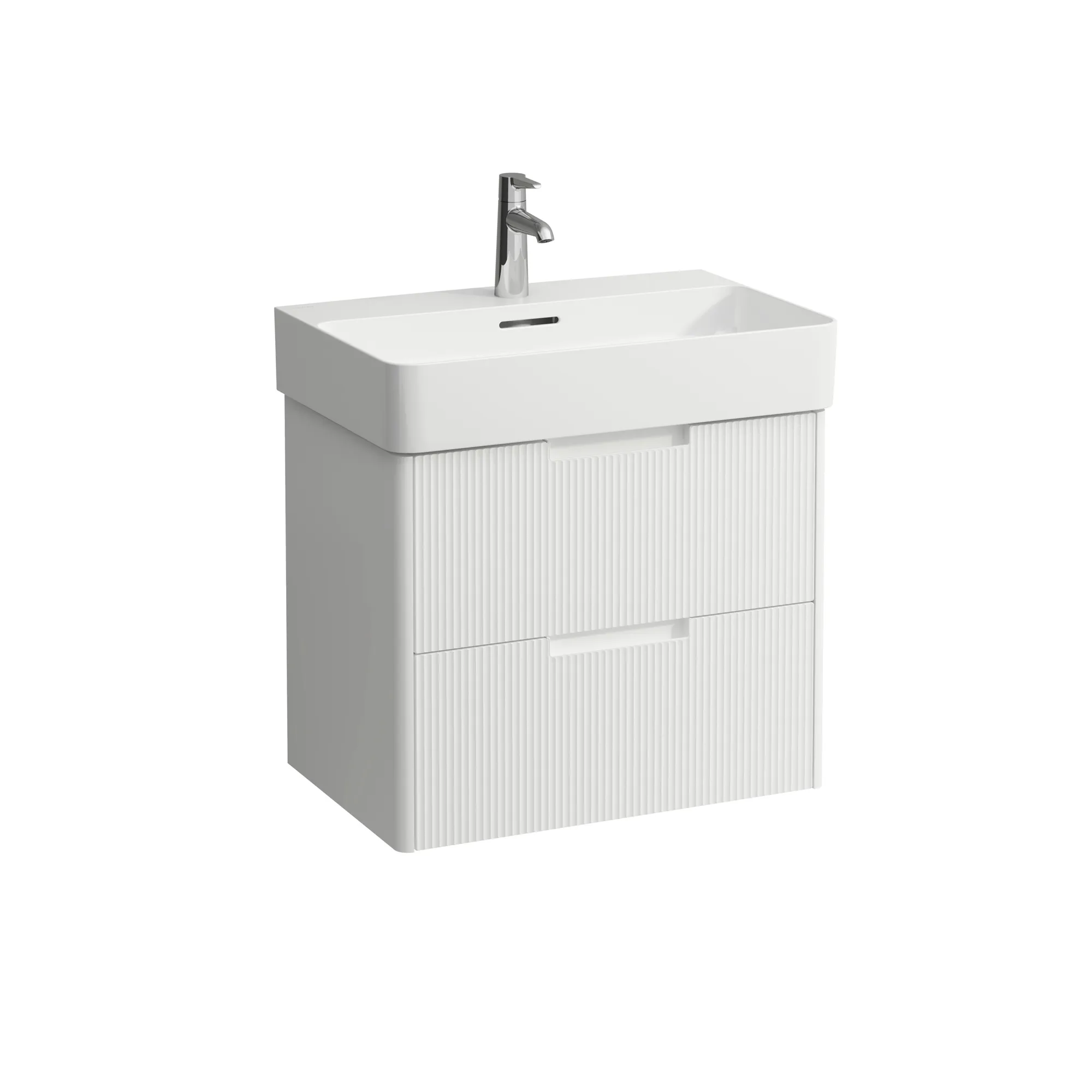 Waschtischunterbau JUNA für VAL 400x621x515 2 Schubladen mit Griffmulde für Waschtisch H810284 weiß matt