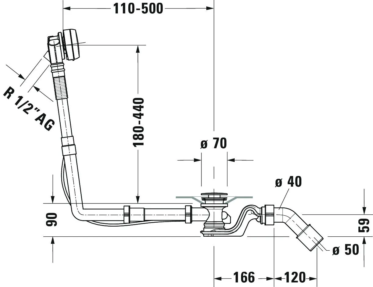 Duravit Ab- und Überlaufgarnitur für Badewannen mit Zulauf Modell 792203 Duravit Ab- und Überlaufgarnitur für Badewannen mit Zulauf Modell 792203