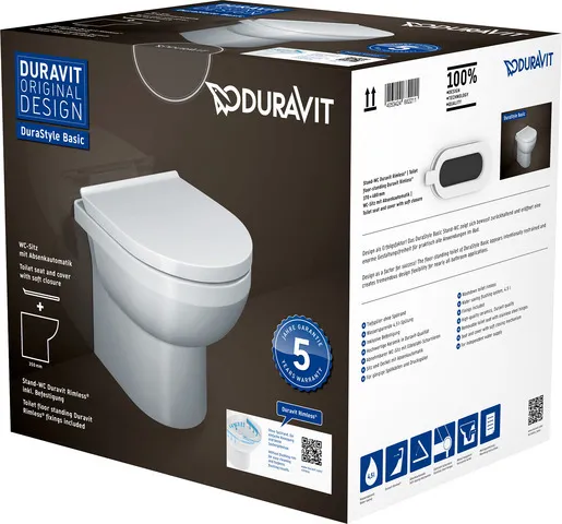 Duravit Stand-Tiefspül-WC inkl. WC-Sitz „No.1“ 51 × 38,6 × 46,5 cm, Befestigung sichtbar Duravit Stand-Tiefspül-WC inkl. WC-Sitz „No.1“ 51 × 38,6 × 46,5 cm, Befestigung sichtbar