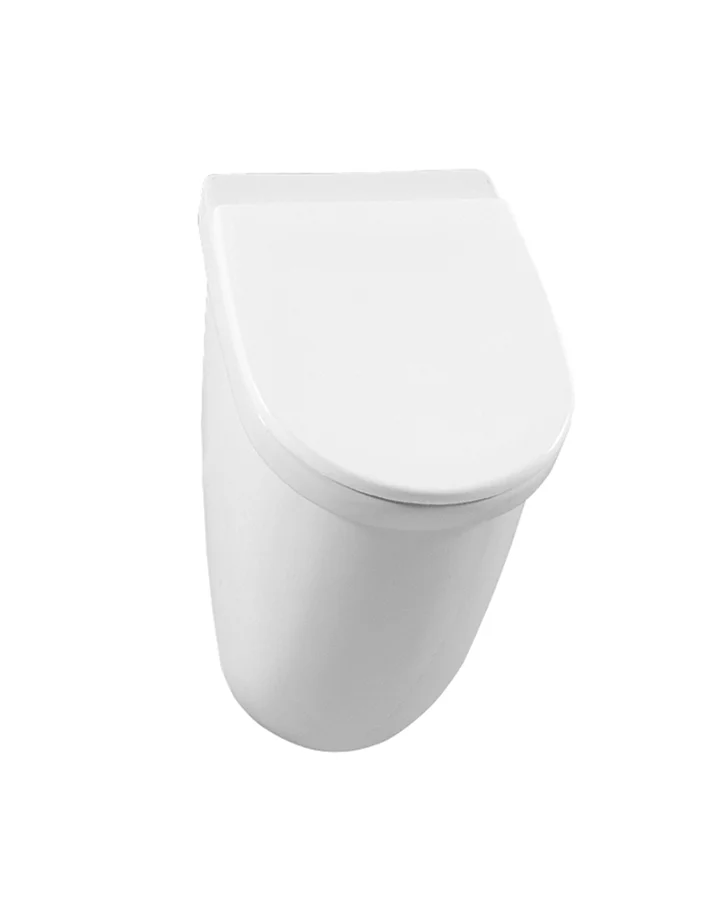 VitrA Urinal Mona mit Deckel, weiß Hochglanz, 370 x 290 x 560 mm, waagerechter Abgang, wandhängend
