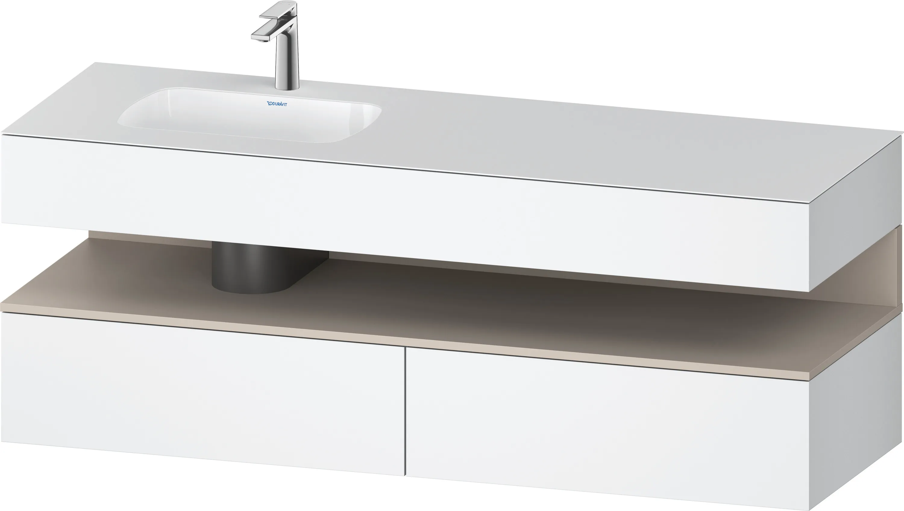 Einbauwaschtisch mit Konsolenwaschtischunterbau „Qatego“ 160 × 50 × 60 cm, mit Beleuchtung