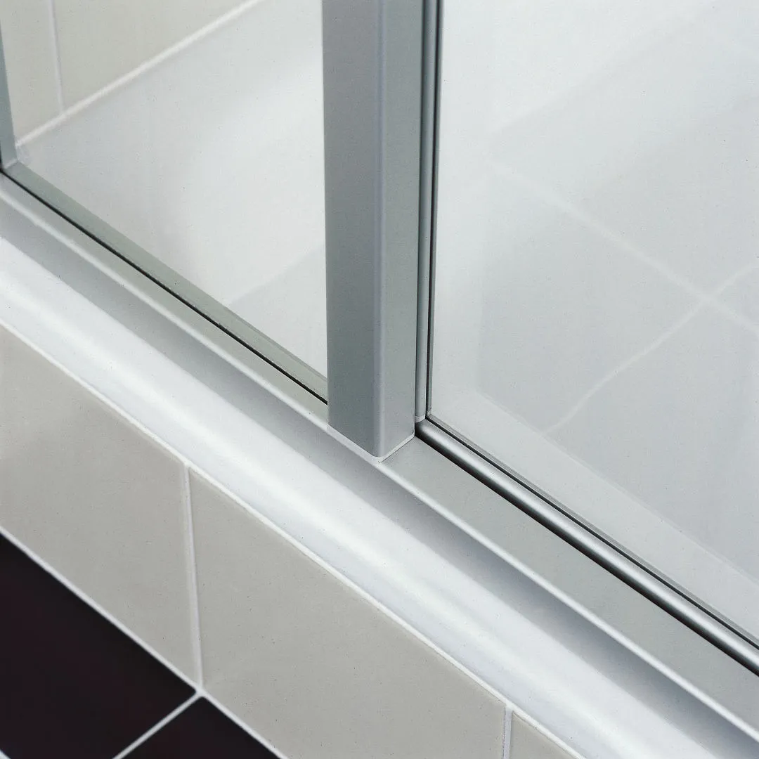 Kermi Duschtür mit Schiebetüren Eckeinstieg 2-teilig (Gleittüren)-Halbteil für Nische und Ecke „IBIZA 2000“ 185 cm Glas Klar, Profile Weiß (RAL 9016), Anschlag links und rechts, Schiebetür zweiteilig