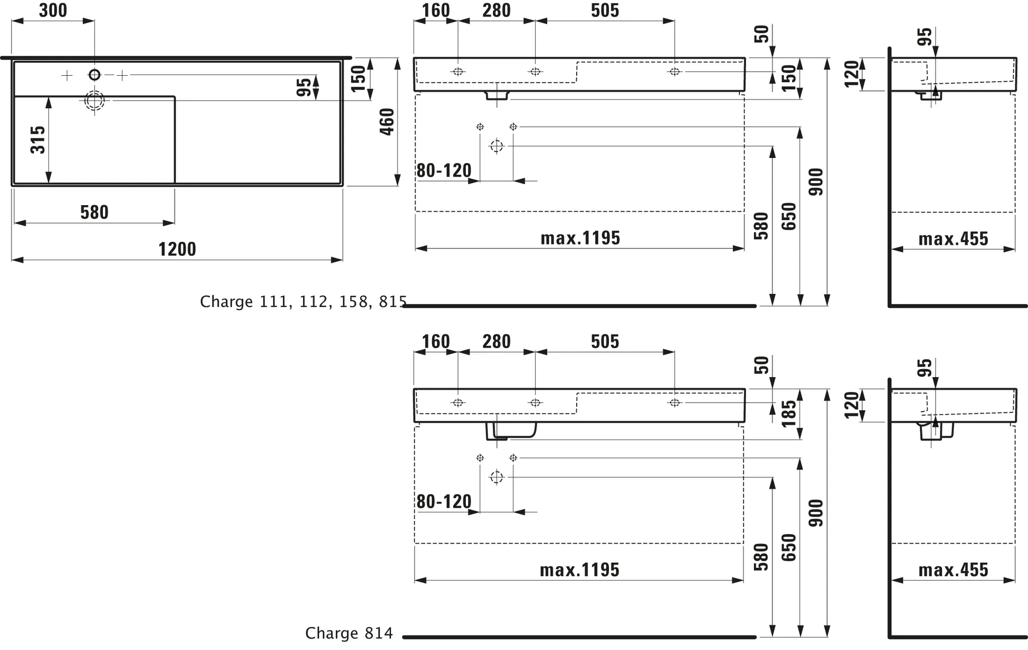 Waschtisch Kartell • 460x1200x150 1 Hahnloch ohne Überlauf Ablage rechts weiß Waschtisch Kartell • 460x1200x150 1 Hahnloch ohne Überlauf Ablage rechts weiß