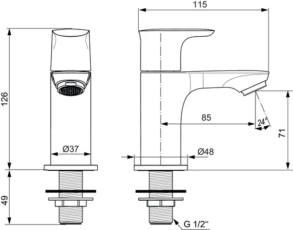 Standventil Connect Air, Ausladung 85mm, Brushed Gold Standventil Connect Air, Ausladung 85mm, Brushed Gold