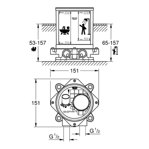 Rohbauset 45984_1, DN 15, für freistehende Wanneneinläufe und Mischbatterien Rohbauset 45984_1, DN 15, für freistehende Wanneneinläufe und Mischbatterien