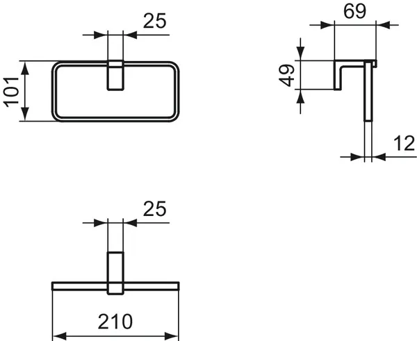 Handtuchring Conca Cube, eckig, Brushed Gold Handtuchring Conca Cube, eckig, Brushed Gold