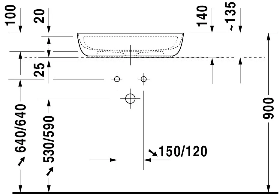 Aufsatzwaschtisch „Luv“, ohne Überlauf, Hahnlochposition mittig Aufsatzwaschtisch „Luv“, ohne Überlauf, Hahnlochposition mittig
