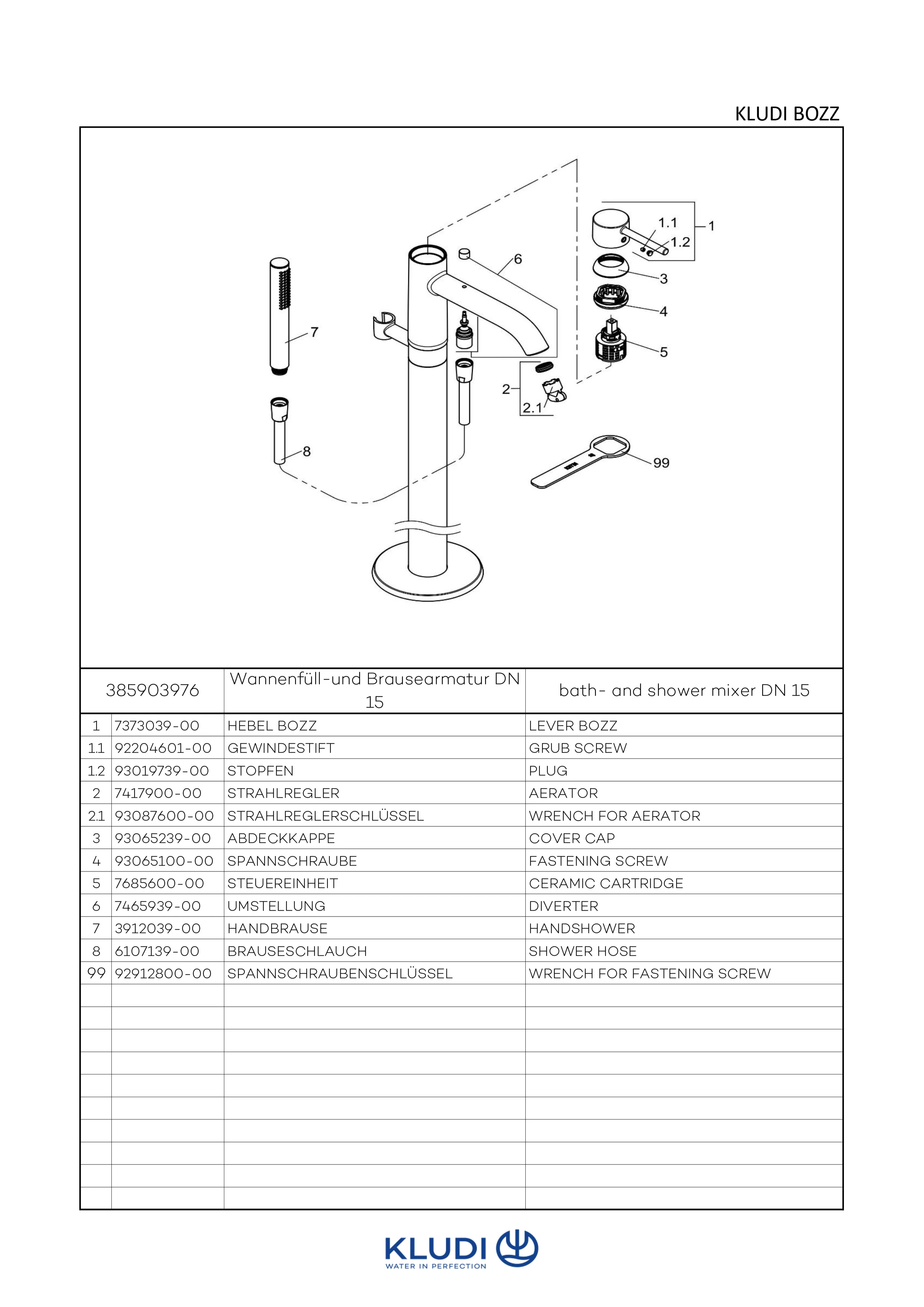 BOZZ Stand Wannenfüll und BrauseEinhandmischer mattschwarz BOZZ Stand Wannenfüll und BrauseEinhandmischer mattschwarz