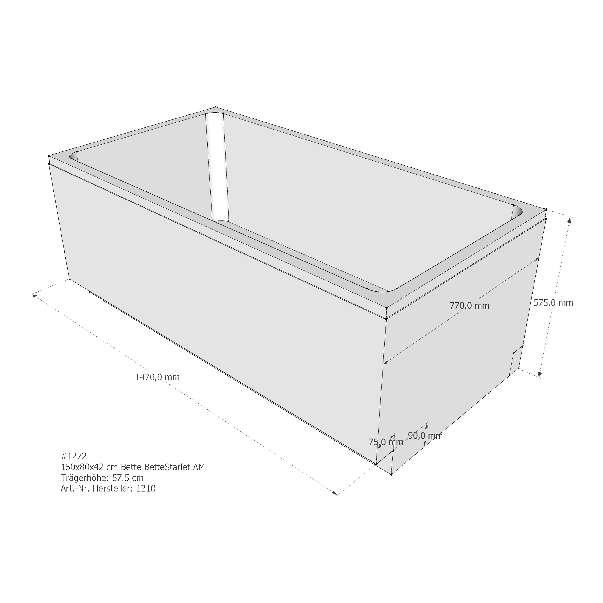 Badewannenträger für Bette Starlet 150 × 80 × 42 cm Breite: 80 cm / Länge: 150 cm Badewannenträger für Bette Starlet 150 × 80 × 42 cm Breite: 80 cm / Länge: 150 cm