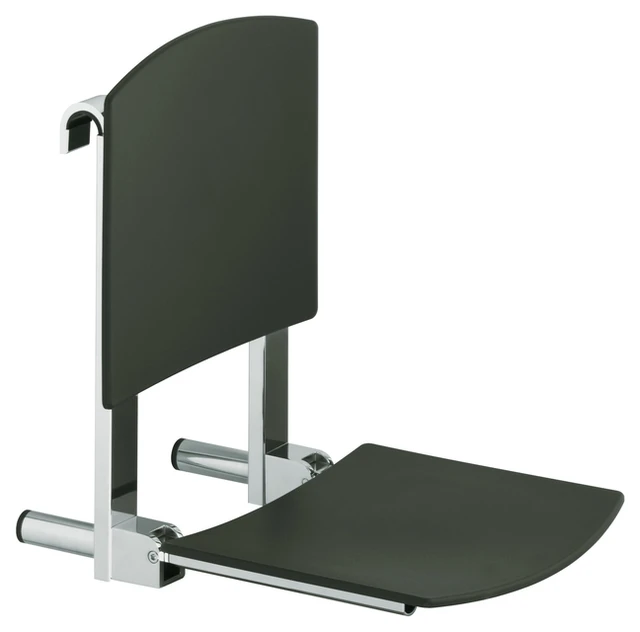 Klappsitz mit Rückenlehne zum Einhängen „Plan Care“ in Silber (eloxiert) Klappsitz mit Rückenlehne zum Einhängen „Plan Care“ in Silber (eloxiert)