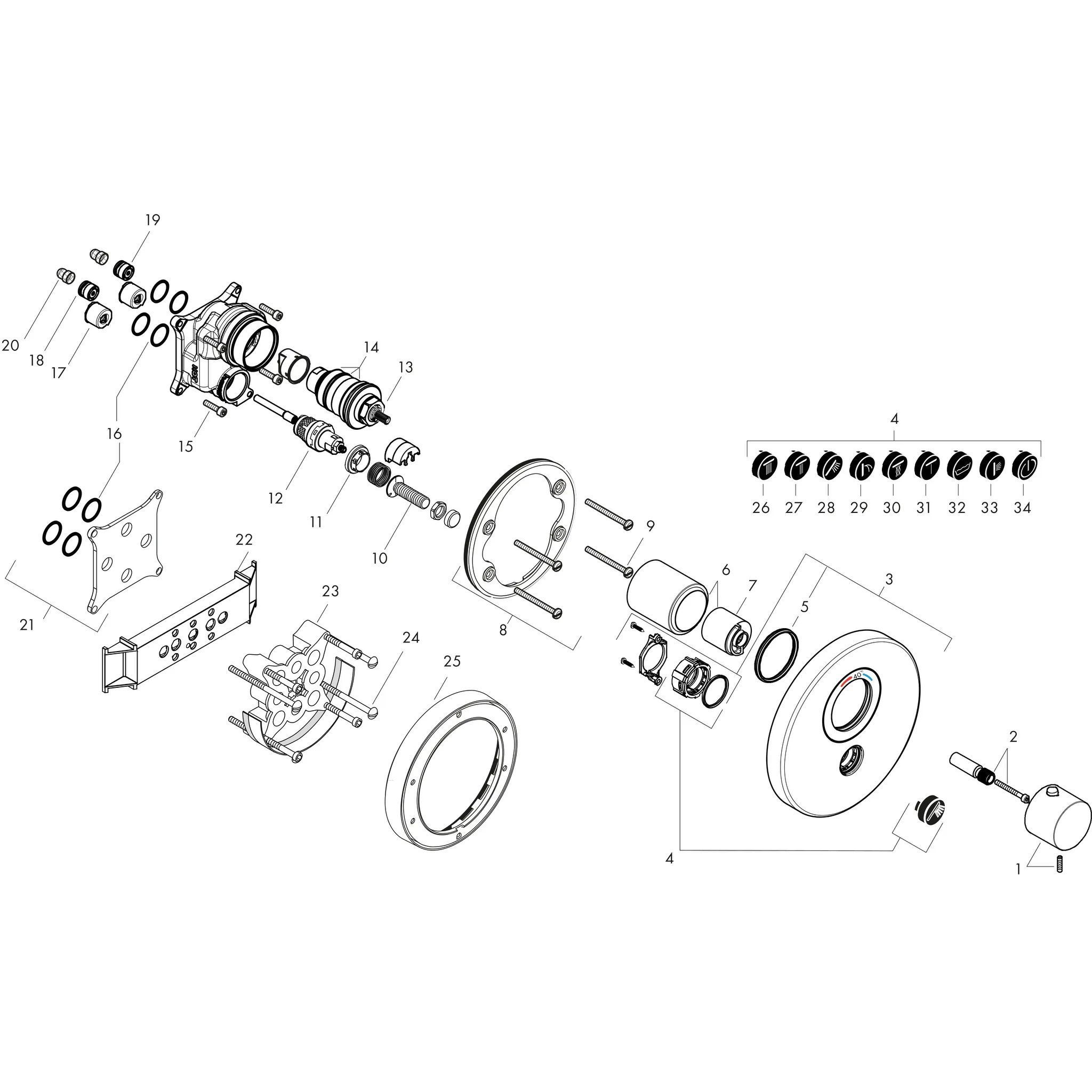 Hansgrohe AXOR ShowerSelect Thermostat HighFlow Unterputz rund für 1 Verbraucher und einen zusätzlichen Abgang, Brushed Nickel Hansgrohe AXOR ShowerSelect Thermostat HighFlow Unterputz rund für 1 Verbraucher und einen zusätzlichen Abgang, Brushed Nickel