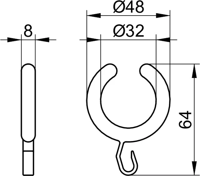 Plan 14927000103 Vorhangring (halboffen) Verpackungseinheit: 10 Stück weiß