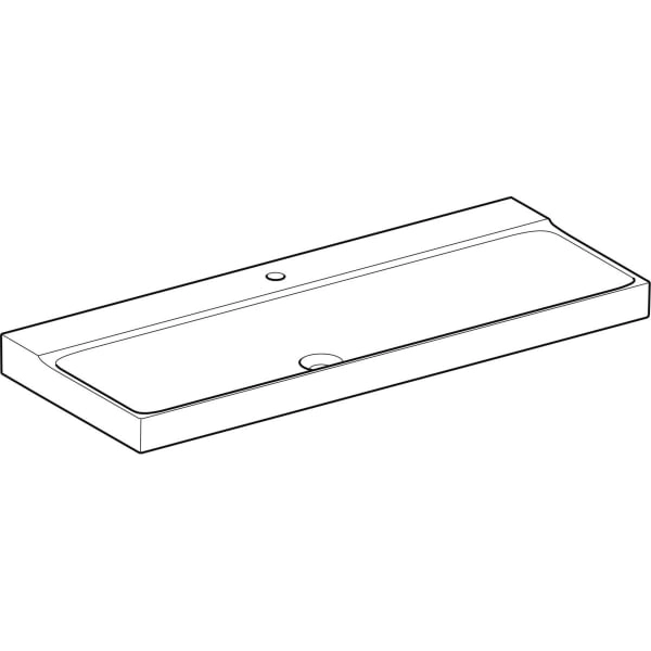 Wandwaschtisch „Xeno2“, rechteckig, mittig 120 × 48 cm in weiß alpin mit KeraTect®