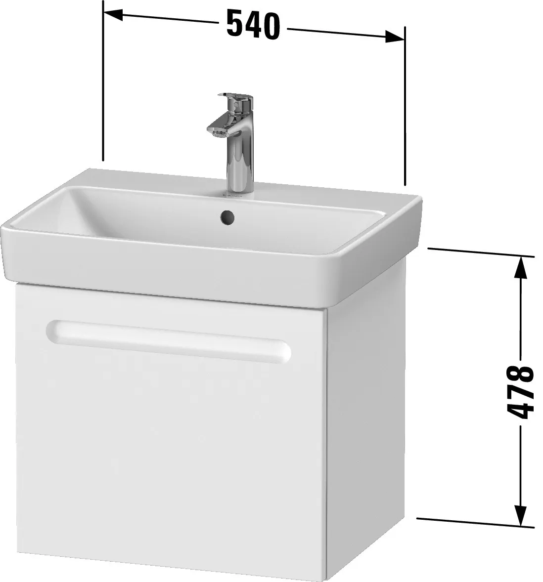 Duravit Waschtischunterschrank wandhängend „No.1“ 54 × 47,8 × 42,6 cm in Graphit Matt