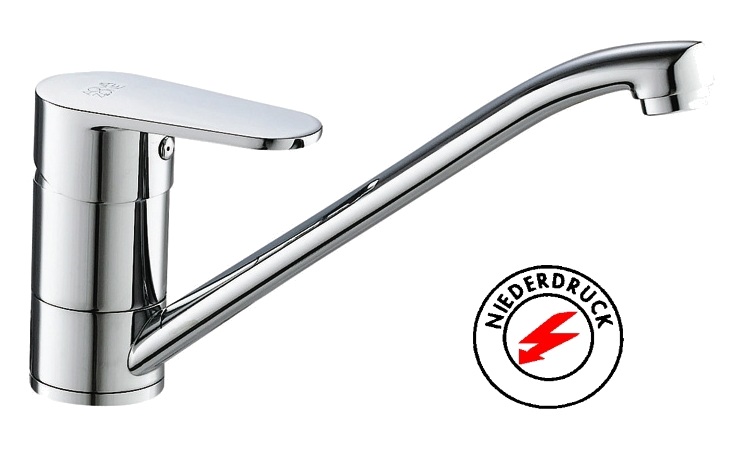Spültisch-Einhandbatterie AqvaBasic I - für offene Heißwasserbereiter - schwenkbarer Auslauf - Kartusche mit keramischen Dichtscheiben - Heißwassersperre - Wassermengendurchflussregulierung - flexible Druckschläuche 3/8", DVGW W270 - chrom Spültisch-Einhandbatterie AqvaBasic I - für offene Heißwasserbereiter - schwenkbarer Auslauf - Kartusche mit keramischen Dichtscheiben - Heißwassersperre - Wassermengendurchflussregulierung - flexible Druckschläuche 3/8", DVGW W270 - chrom