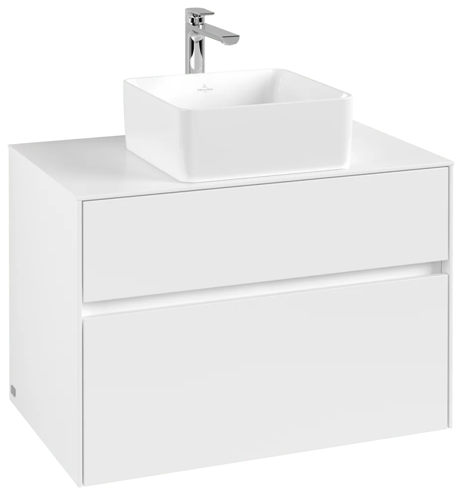 Villeroy & Boch Waschbeckenunterschrank Collaro C03700, Eckig White Matt, 800x548x500mm, mit SoftClosing, Hahnlochbohrung werkseitig vorgebohrt