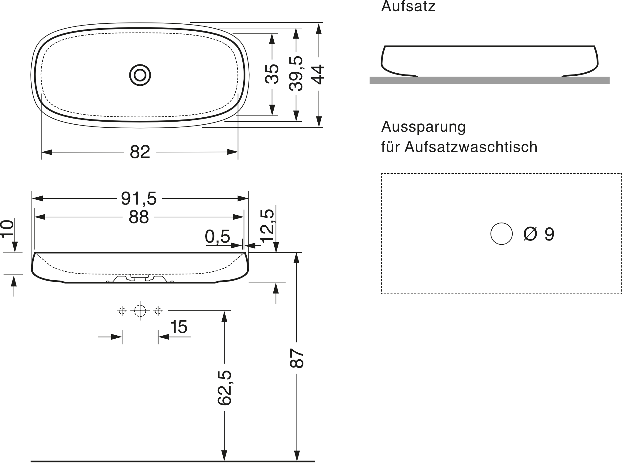 repaBAD Aufsatzwaschtisch „Seed“ 915 × 440 × 125 mm in Weiß Matt repaBAD Aufsatzwaschtisch „Seed“ 915 × 440 × 125 mm in Weiß Matt