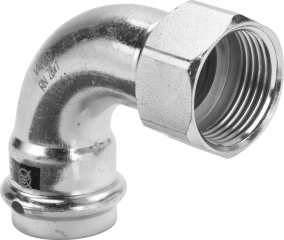 „Prestabo“ 90°-Bogen mit 1 Muffe und Innengewinde 18 mm × 1/2″ „Prestabo“ 90°-Bogen mit 1 Muffe und Innengewinde 18 mm × 1/2″