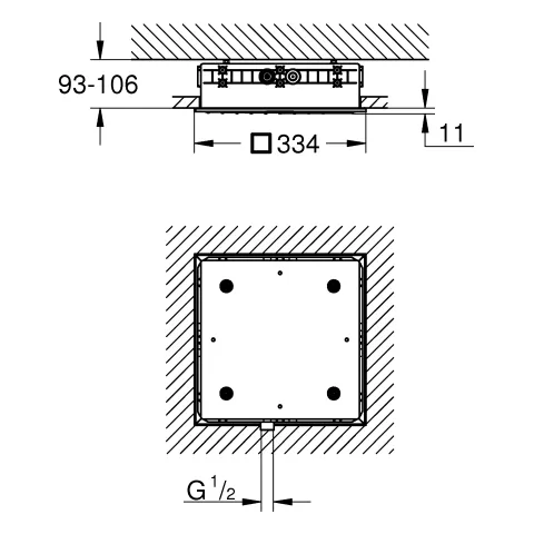 Grohe Rainshower Aqua Mono Deckenbrause 1 Strahlart inklusive Rohbau-Set, chrom Grohe Rainshower Aqua Mono Deckenbrause 1 Strahlart inklusive Rohbau-Set, chrom