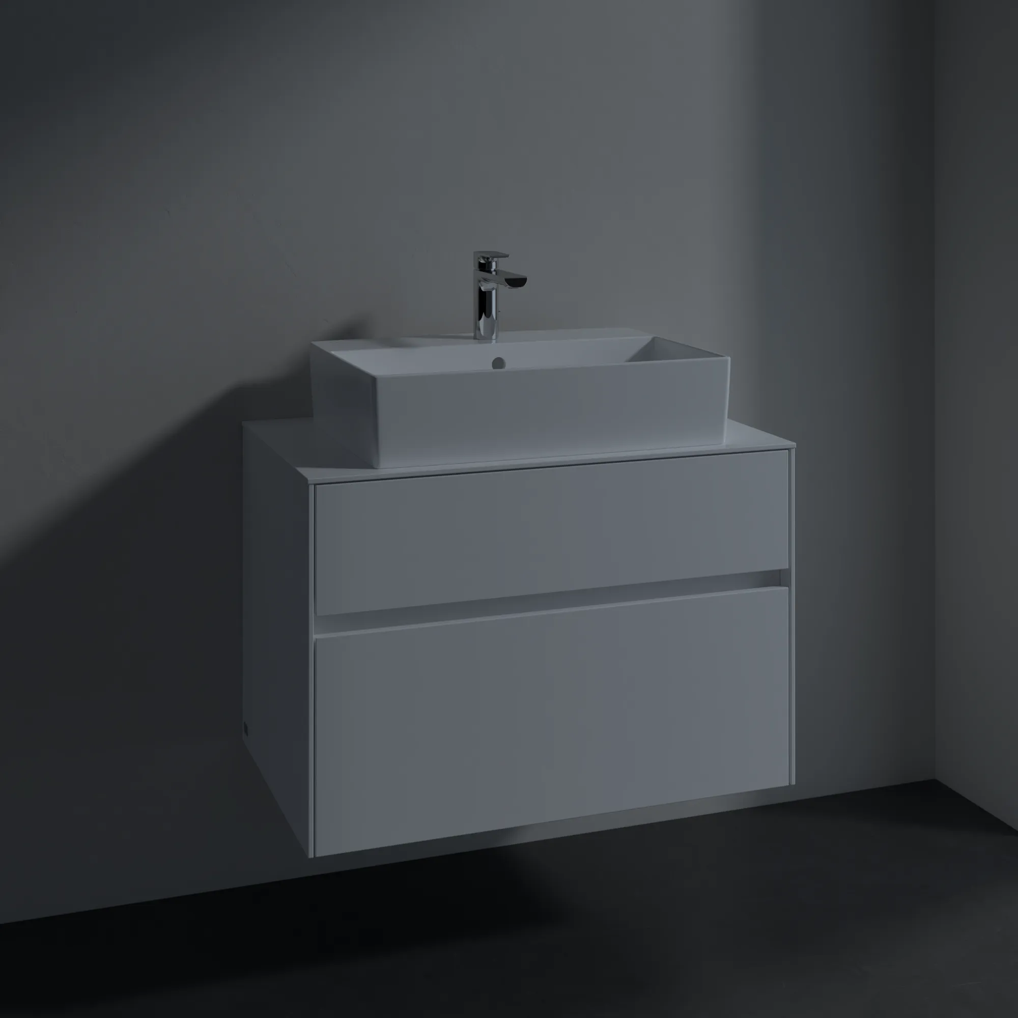 Villeroy & Boch Waschbeckenunterschrank Collaro C12400, Eckig White Matt, 800x548x500mm, mit Absenkautomatik und integrierten Griffen
