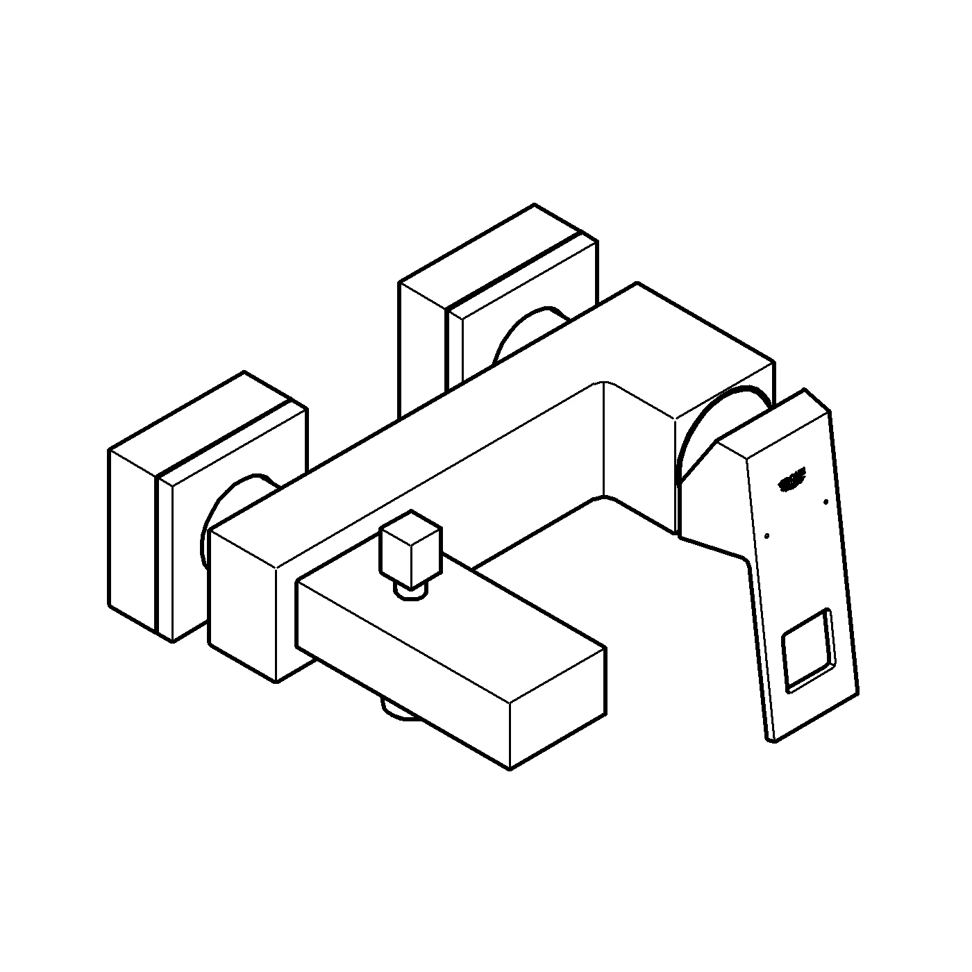 Einhand-Wannenbatterie Eurocube 23140, Wandmontage, eigensicher, chrom