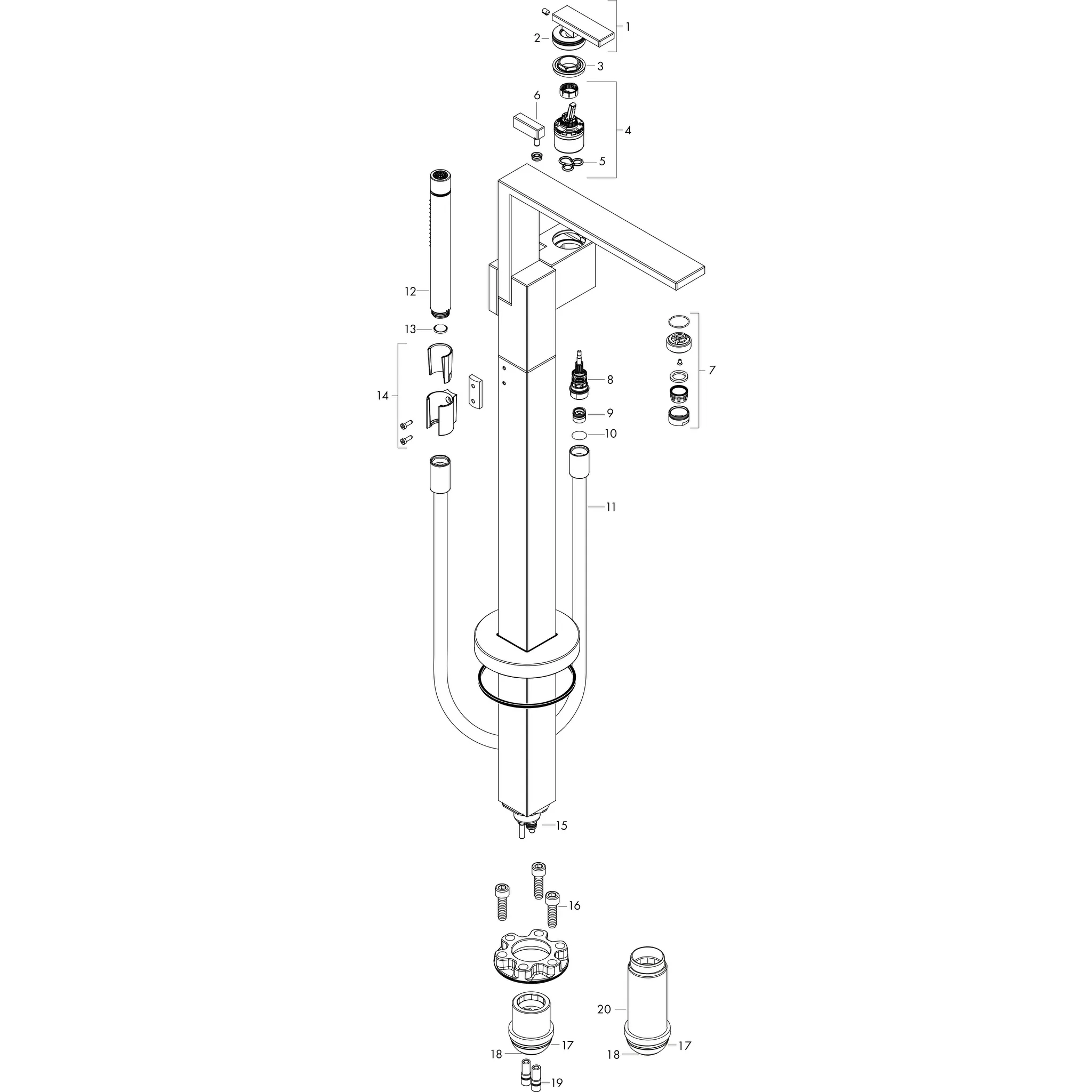 Wannenmischer Axor Edge Fertigset zur Bodenmontage Diamantschliff chrom Wannenmischer Axor Edge Fertigset zur Bodenmontage Diamantschliff chrom