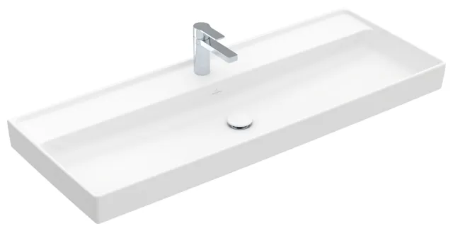 Villeroy & Boch Schrankwaschtisch aus TitanCeram „Collaro“ 1200 × 470 × 160 mm, mit Hahnlochbohrung, Hahnlochposition mittig in Stone White