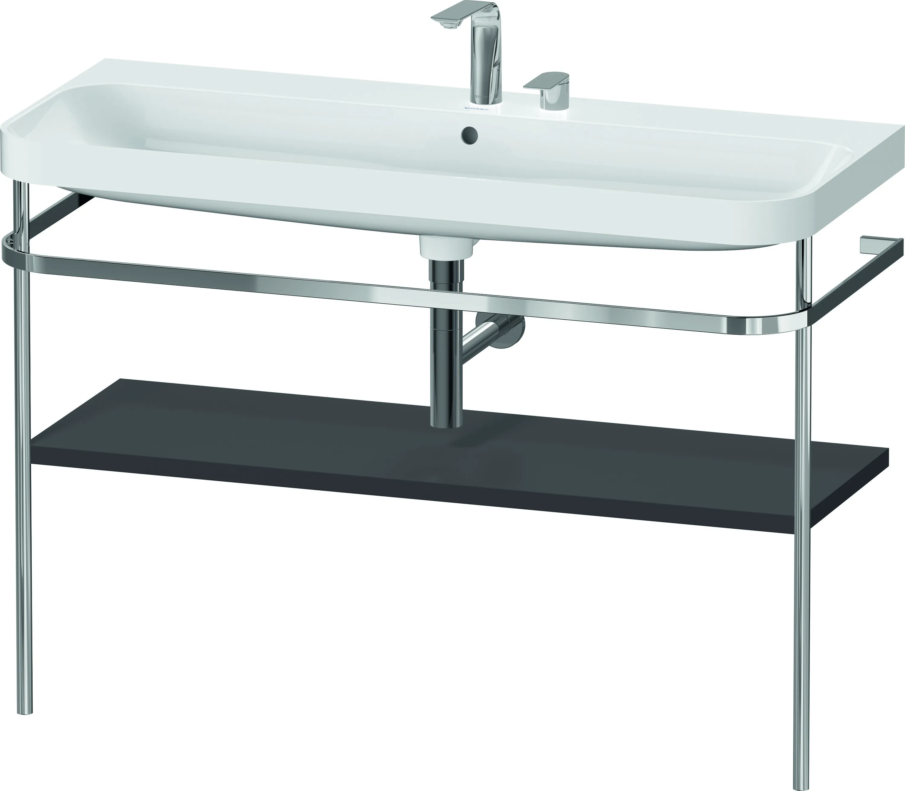 Duravit Waschtischunterschrank c-shaped Set mit Metallkonsole „Happy D.2 Plus“ 117,5 × 85 × 49 cm in Graphit Supermatt Duravit Waschtischunterschrank c-shaped Set mit Metallkonsole „Happy D.2 Plus“ 117,5 × 85 × 49 cm in Graphit Supermatt
