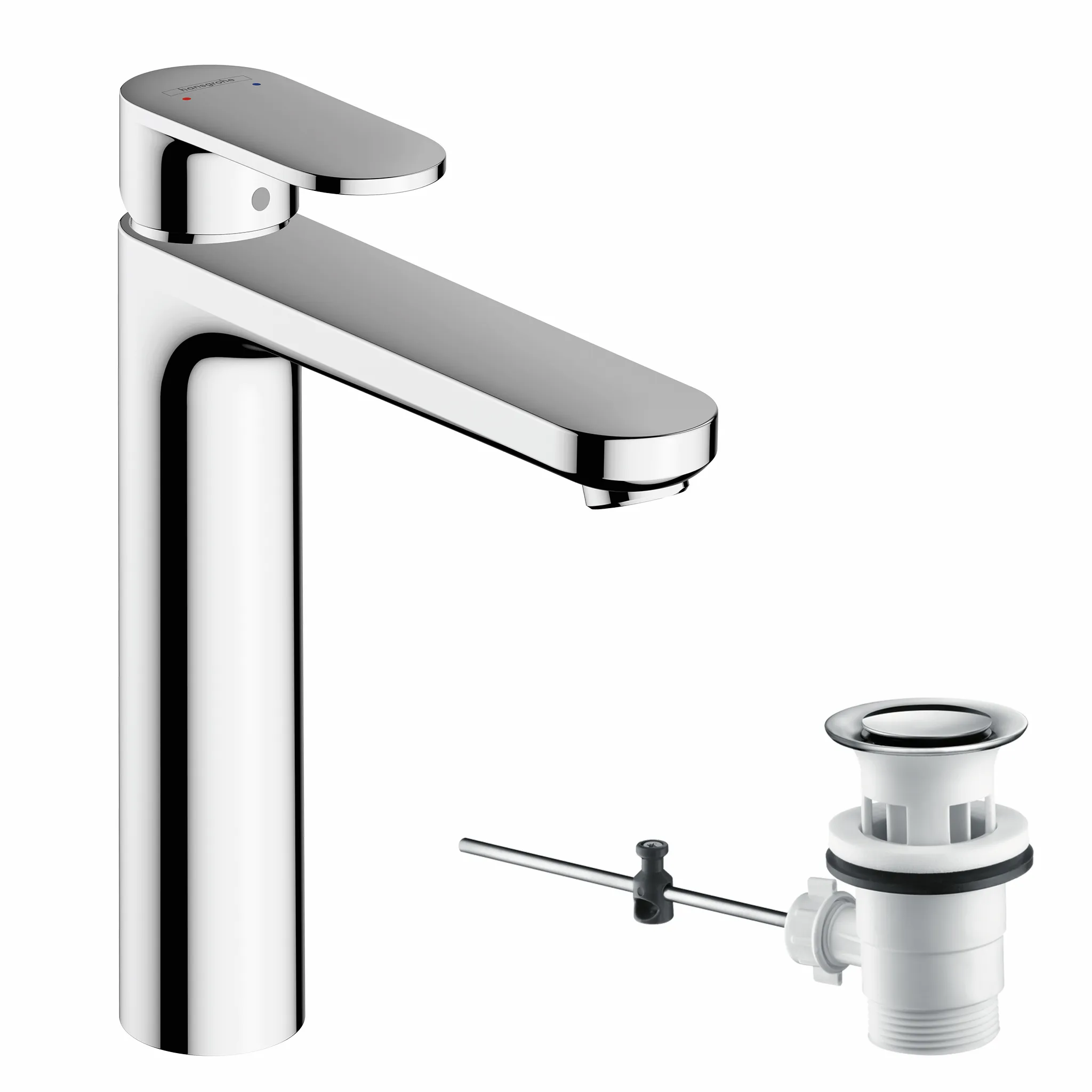 Hansgrohe Mischer Vernis Blend Einhebel-Waschtischmischer 190 mit Zugstangen-Ablaufgarnitur, Chrom