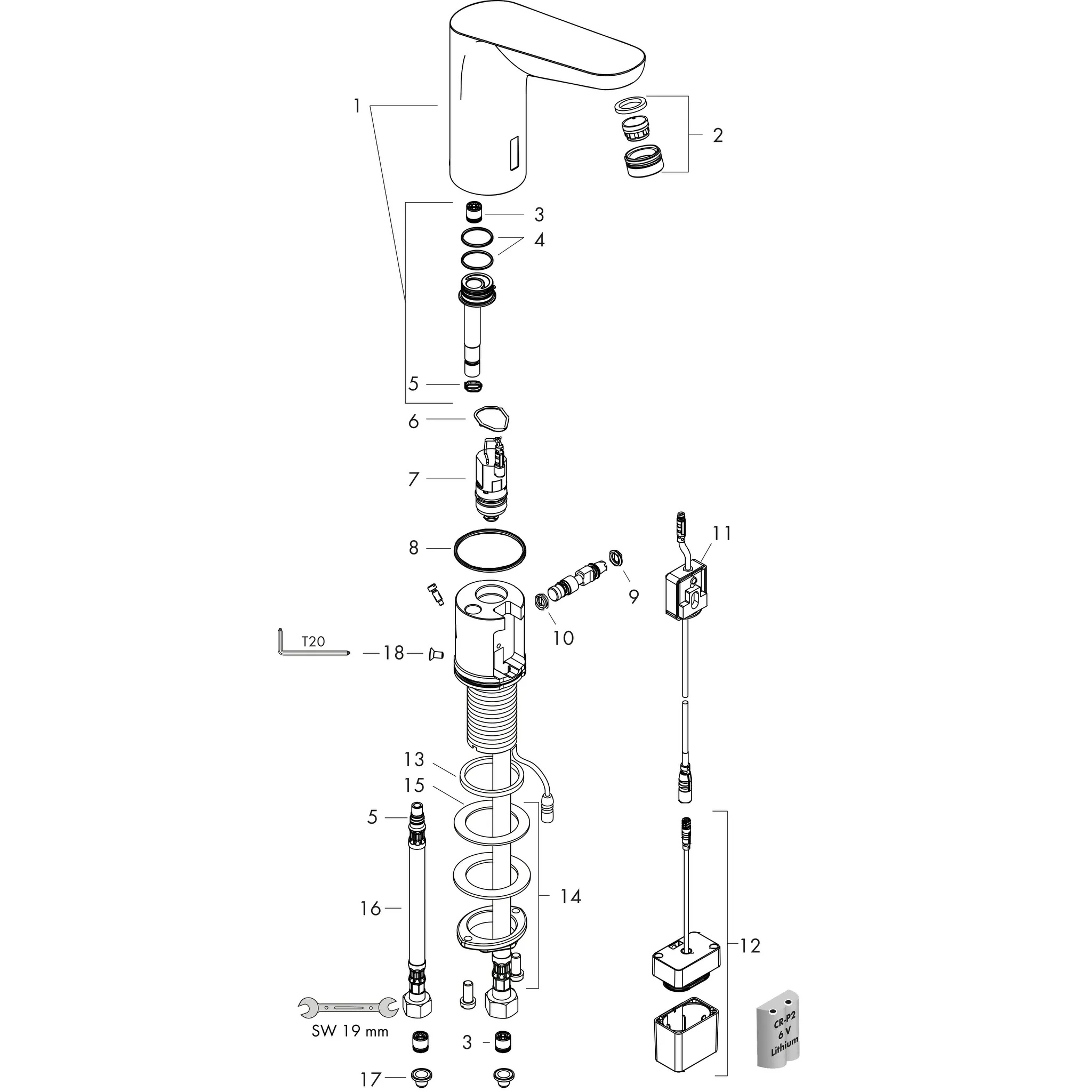 Hansgrohe Focus Elektronik-Waschtischmischer mit Temperaturvoreinstellung, chrom