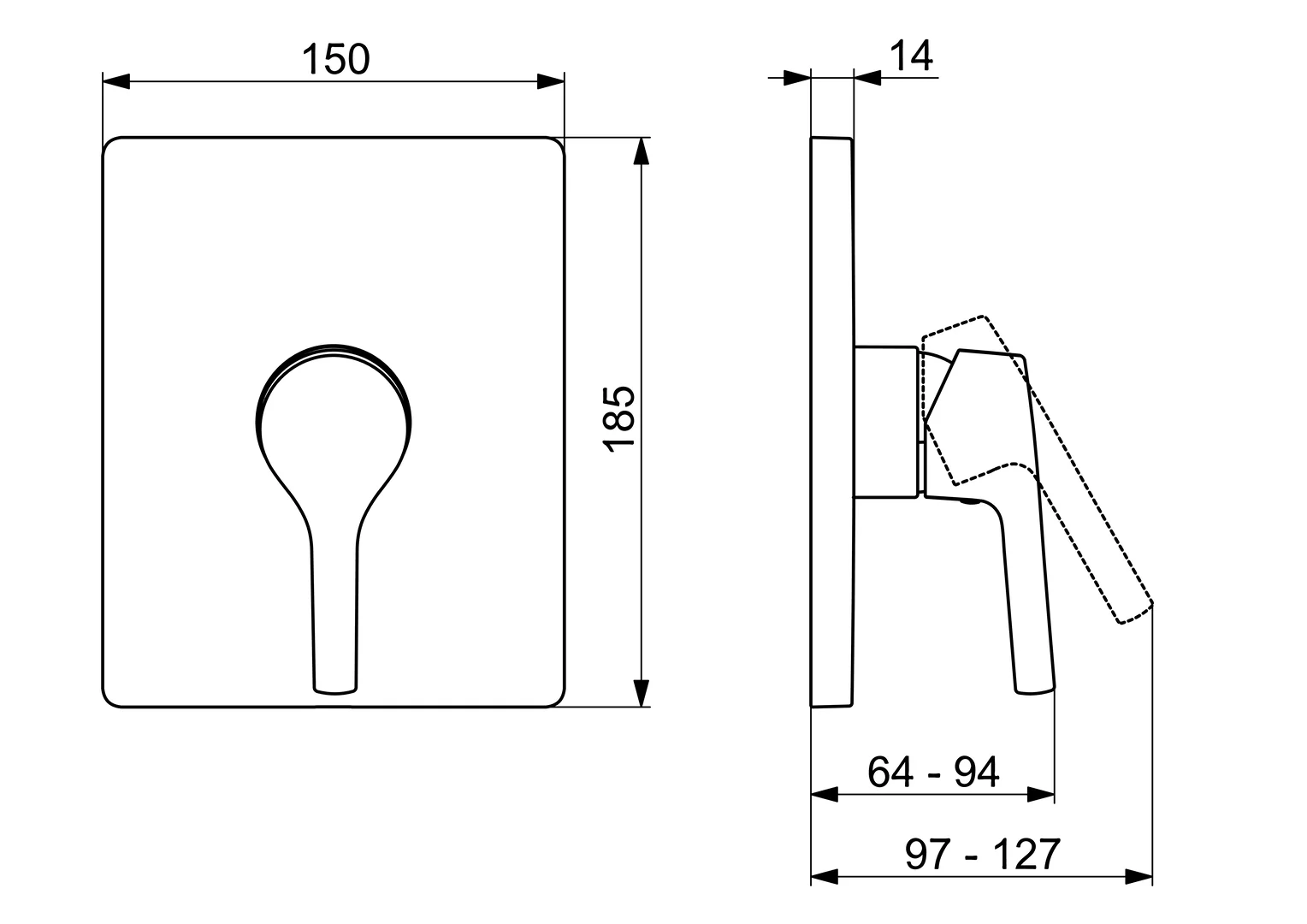 HA Einhebelmischer Fertigset für Brause-Batterie HANSAPALENO 8051 Rosette eckig Chrom