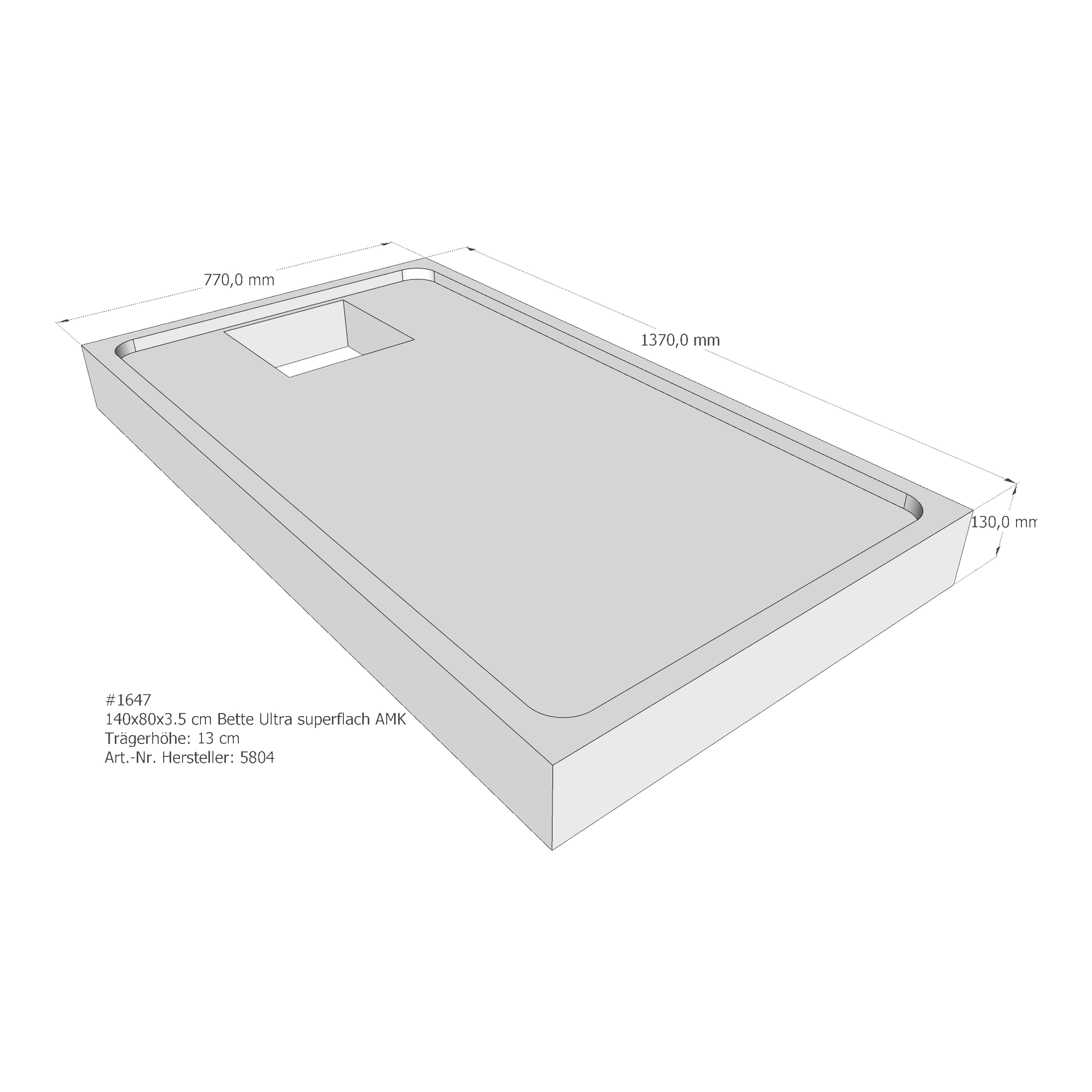 Duschwannenträger für Bette Ultra (superflach) 140 × 80 × 3,5 cm