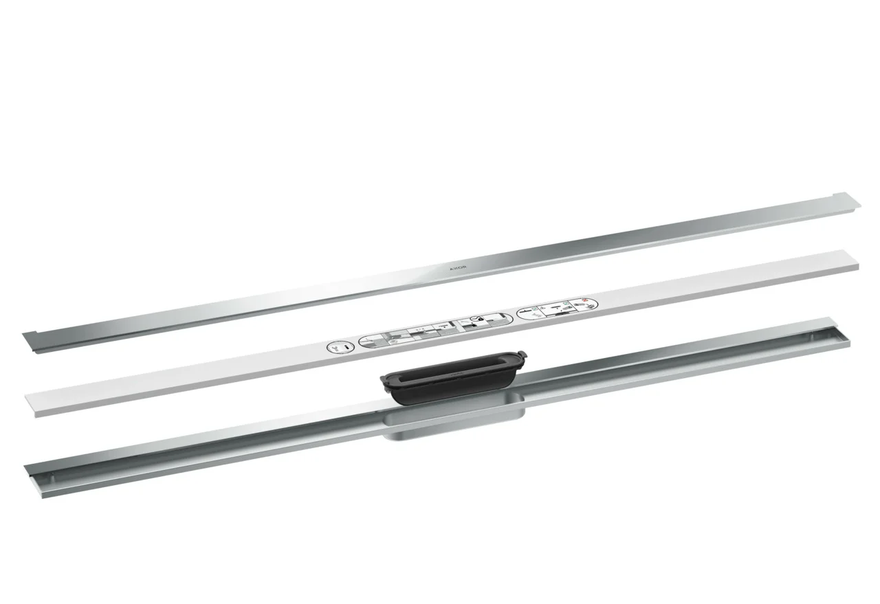 Hansgrohe AXOR Drain Fertigset Duschrinne 1200 mm wandangebunden Chrom Edelstahl V2A (1.4301) Hansgrohe AXOR Drain Fertigset Duschrinne 1200 mm wandangebunden Chrom Edelstahl V2A (1.4301)