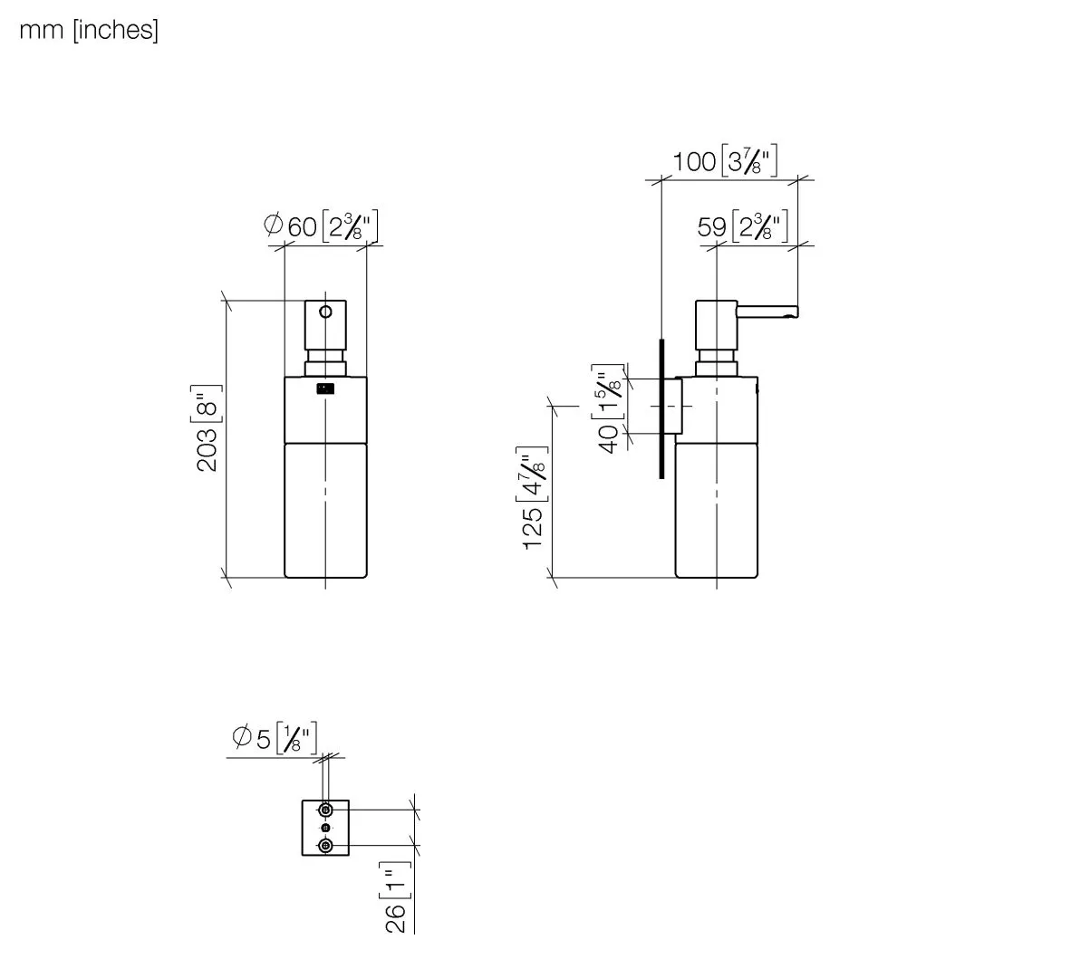 Dornbracht Spender Wandmodell SERIENNEUTRAL Dark Bronze gebürstet PVD, 60 mm Breite, 200 mm Höhe, 96 mm Ausladung, 250 ml Flaschenvolumen Dornbracht Spender Wandmodell SERIENNEUTRAL Dark Bronze gebürstet PVD, 60 mm Breite, 200 mm Höhe, 96 mm Ausladung, 250 ml Flaschenvolumen