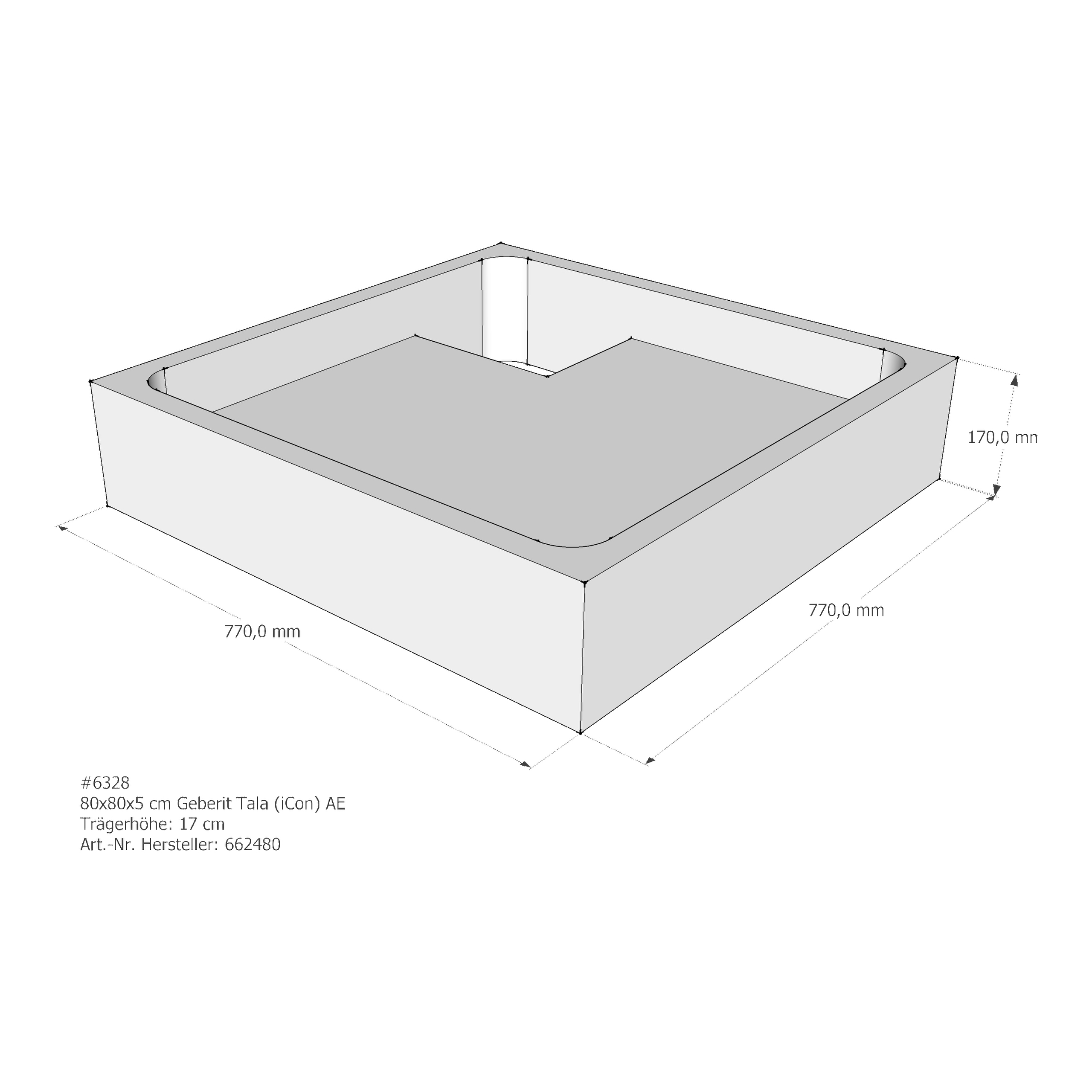 Duschwannenträger für Keramag Tala (iCon T50) 80 × 80 × 5 cm
