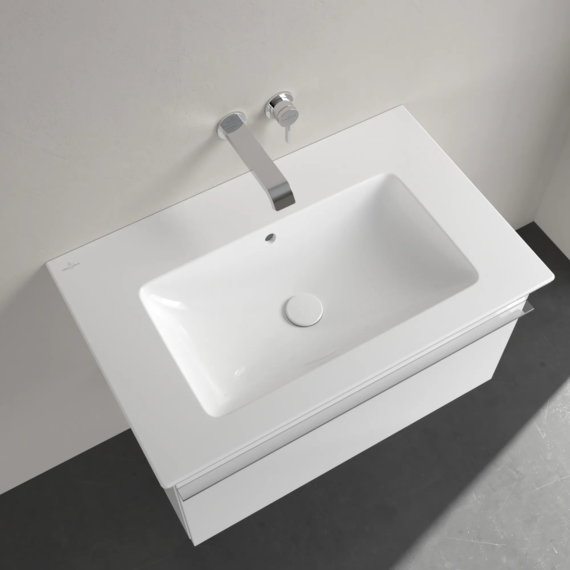 Villeroy & Boch Wandwaschtisch „Venticello“ 800 × 500 × 165 mm, für Becken mittig, ohne Hahnlochbohrung in Weiß Alpin Villeroy & Boch Wandwaschtisch „Venticello“ 800 × 500 × 165 mm, für Becken mittig, ohne Hahnlochbohrung in Weiß Alpin