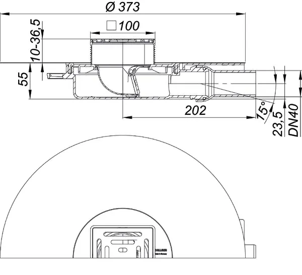 Bodenablauf DallDrain Select Plan OM, DN 40, 100 x 100 mm