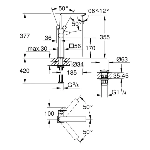 Einhand-Waschtischbatterie Allure 23403, XL-Size, Einlochmontage, glatter Körper, chrom Einhand-Waschtischbatterie Allure 23403, XL-Size, Einlochmontage, glatter Körper, chrom